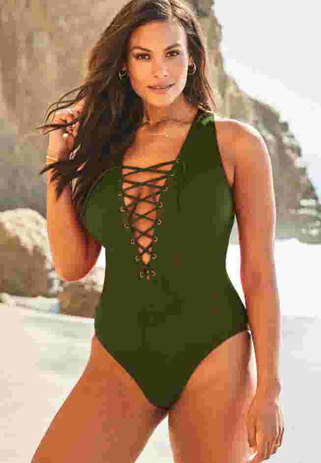 Lace Up One Piece Swimsuit image number 0