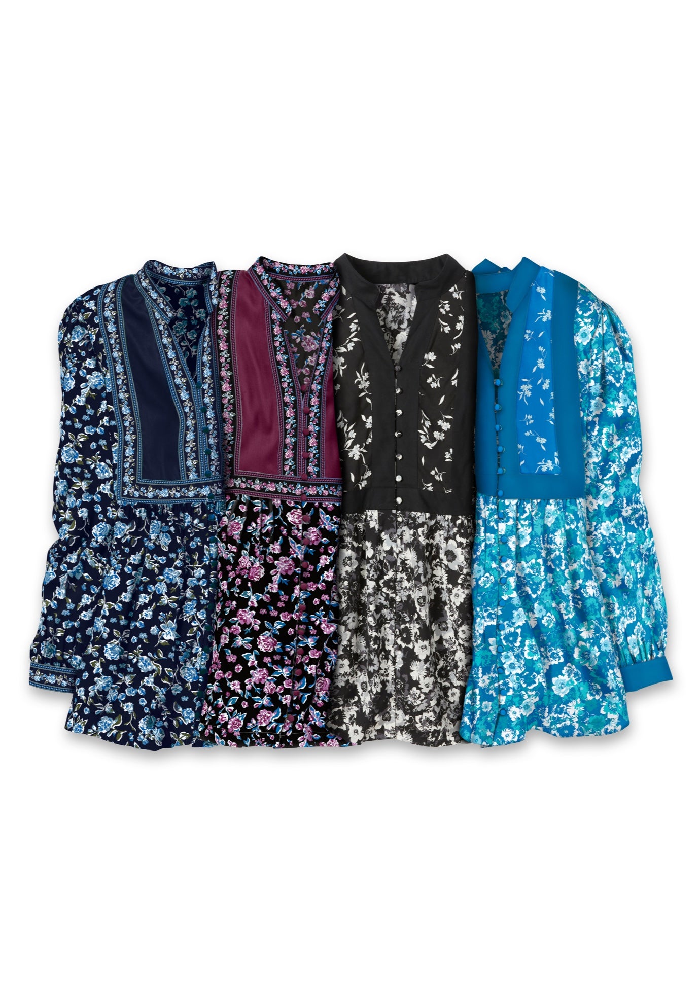 Button-Front Mixed Print Tunic image number 1