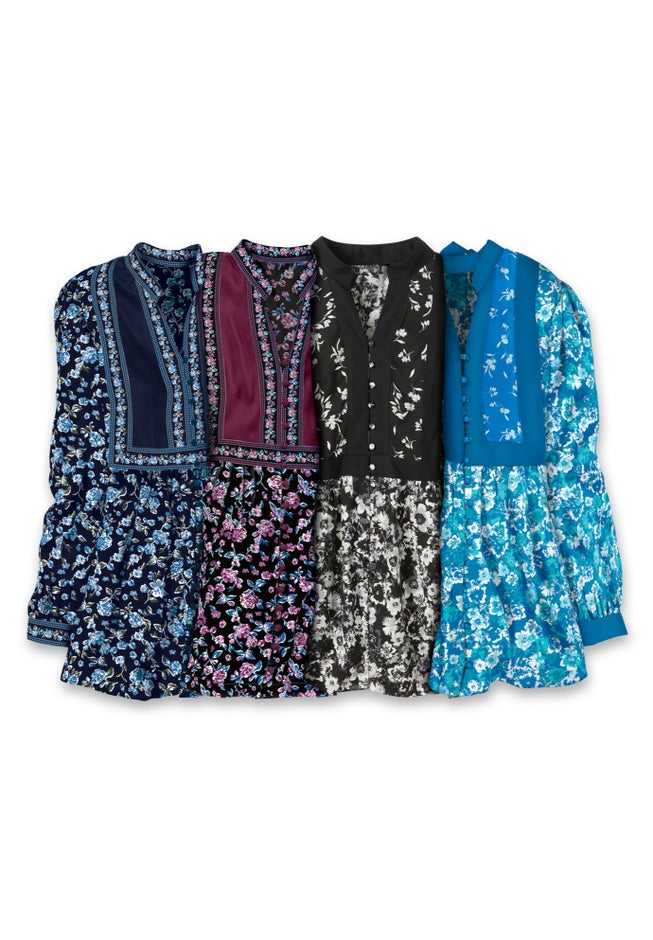 Button-Front Mixed Print Tunic image number 1