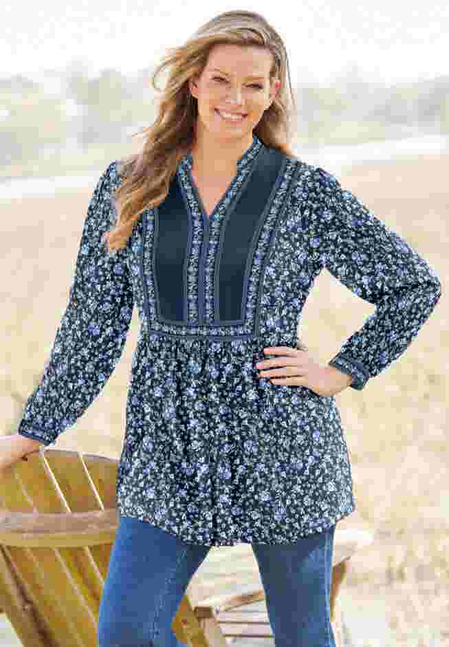 Button-Front Mixed Print Tunic image number 6