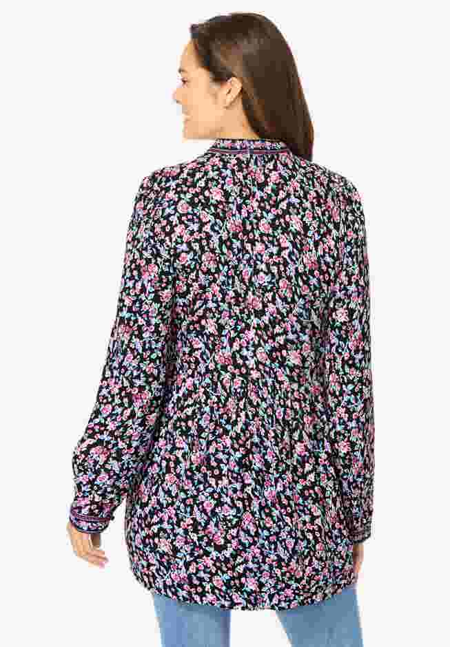 Button-Front Mixed Print Tunic image number 1