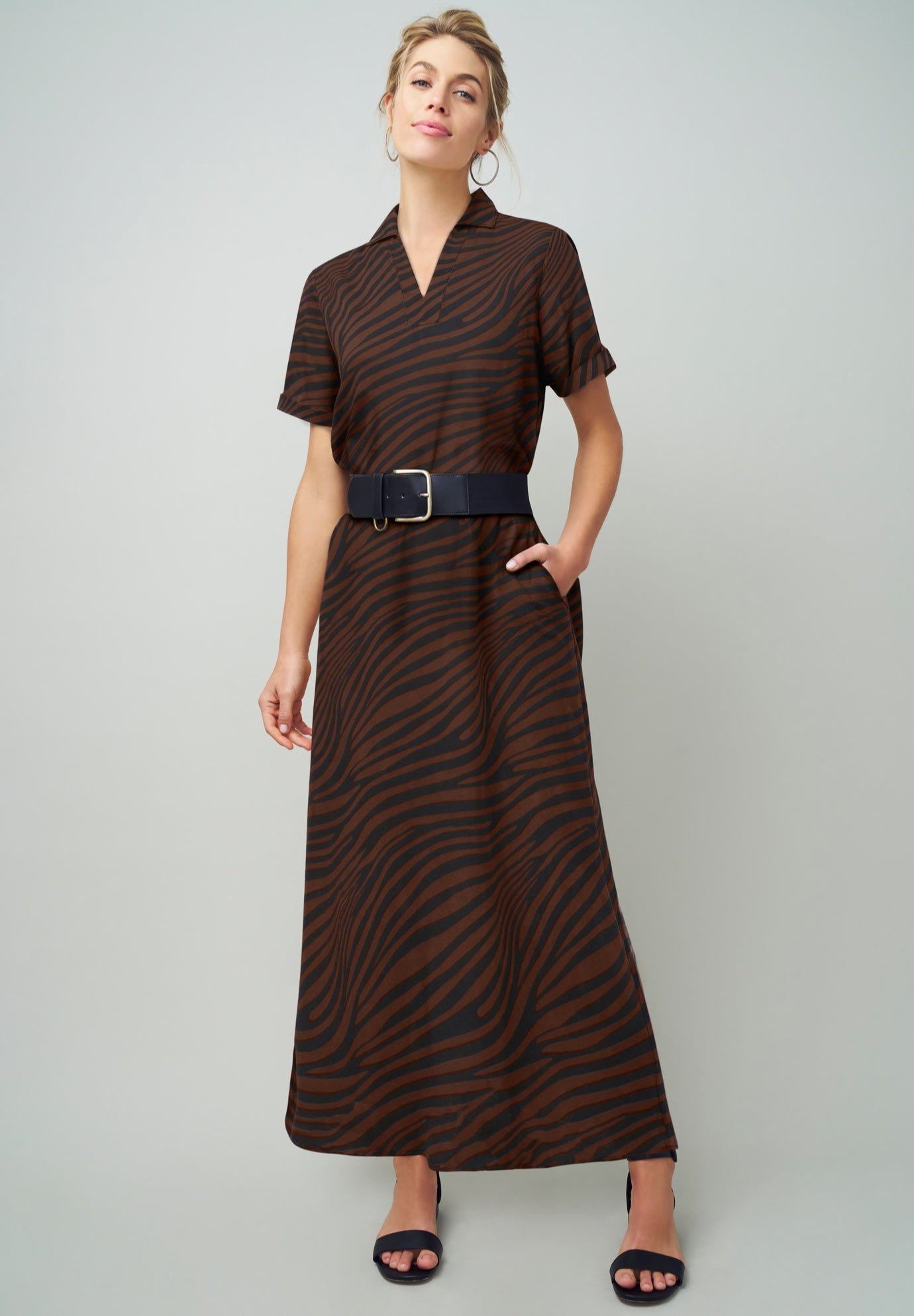 Linen Short Sleeve Maxi Dress image number 0