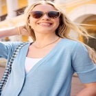 Lightweight Short Sleeve V-Neck Cardigan Sweater image number null