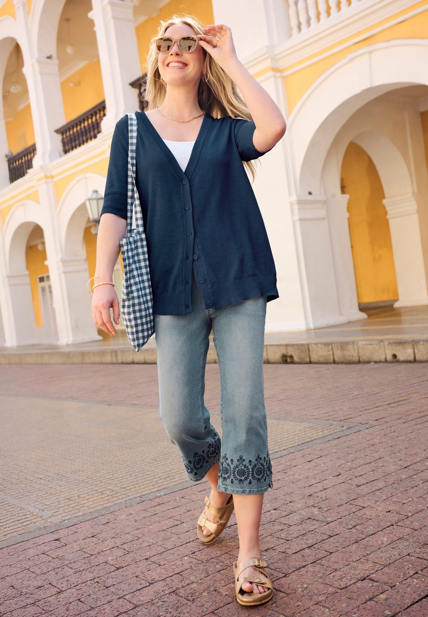 Lightweight Short Sleeve V-Neck Cardigan Sweater image number 0
