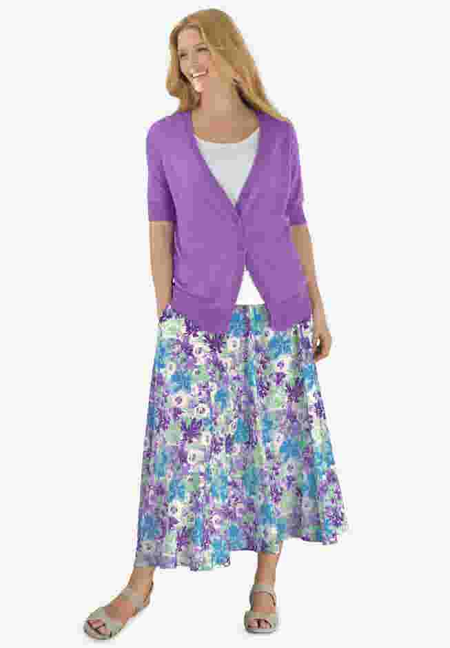 Lightweight Short Sleeve V-Neck Cardigan image number 3