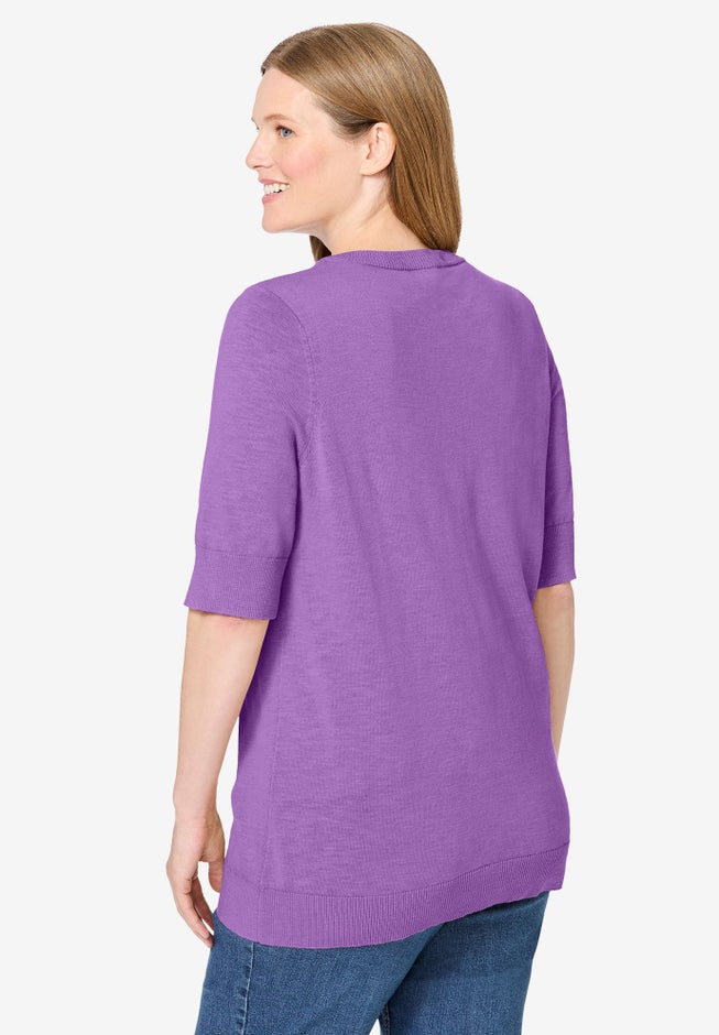 Lightweight Short Sleeve V-Neck Cardigan image number 1