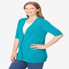 Lightweight Short Sleeve V-Neck Cardigan Sweater image number null