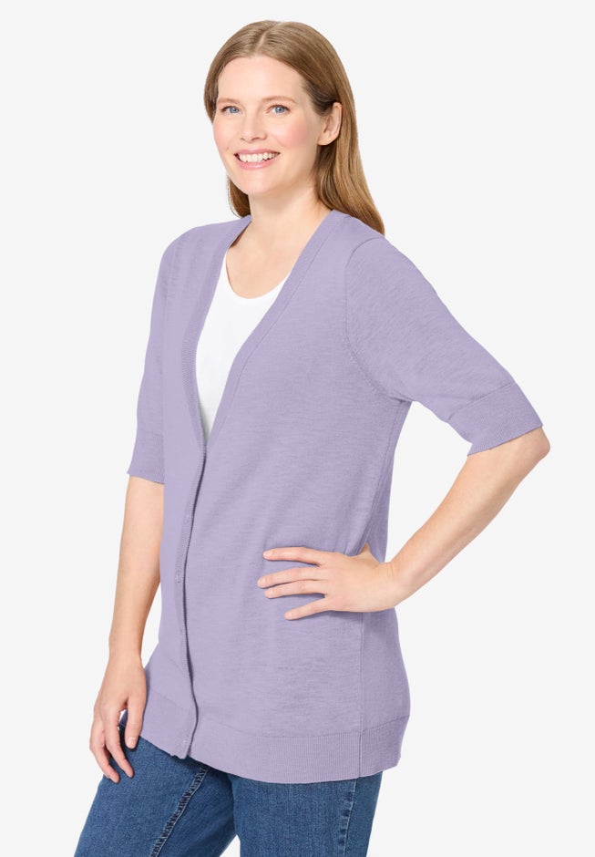 Lightweight Short Sleeve V-Neck Cardigan Sweater image number 2