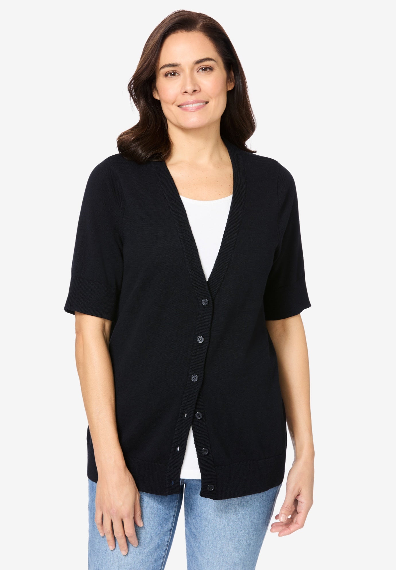 Lightweight Short Sleeve V-Neck Cardigan image number 0