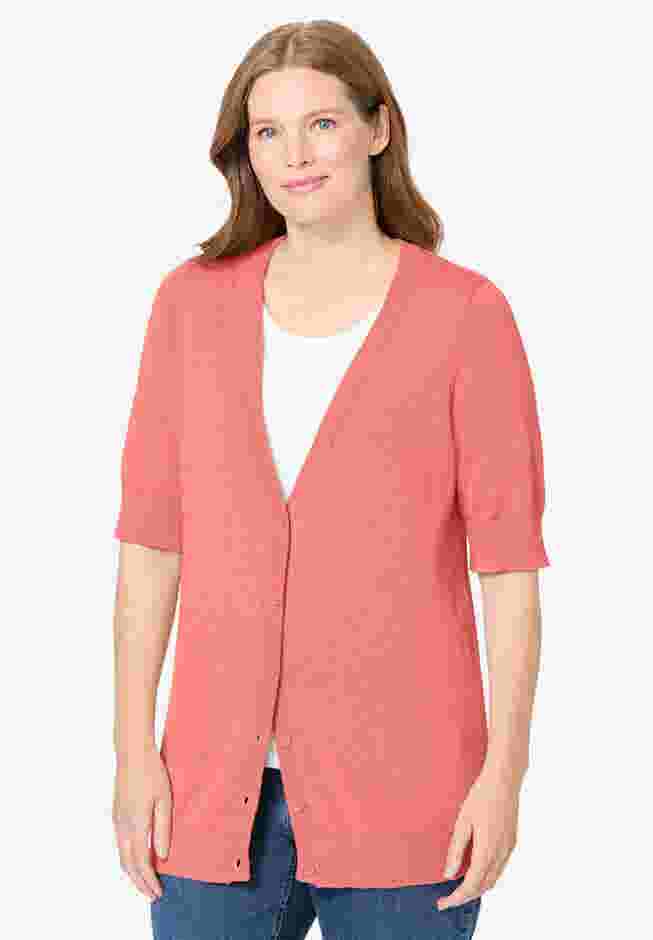 Lightweight Short Sleeve V-Neck Cardigan image number 0