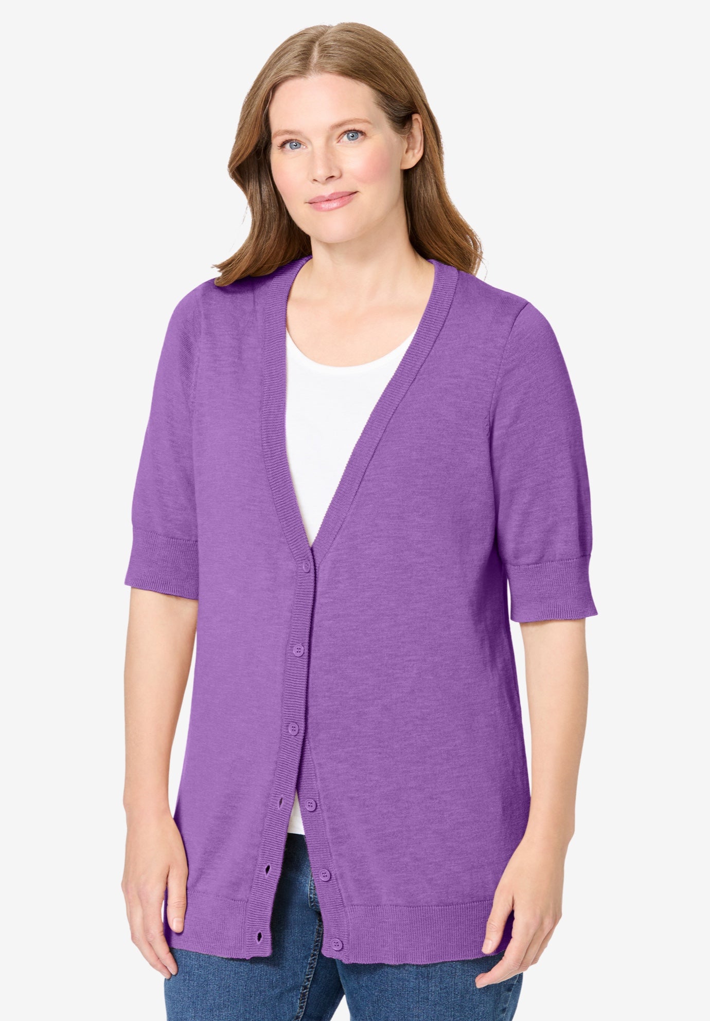 Lightweight Short Sleeve V-Neck Cardigan image number 0