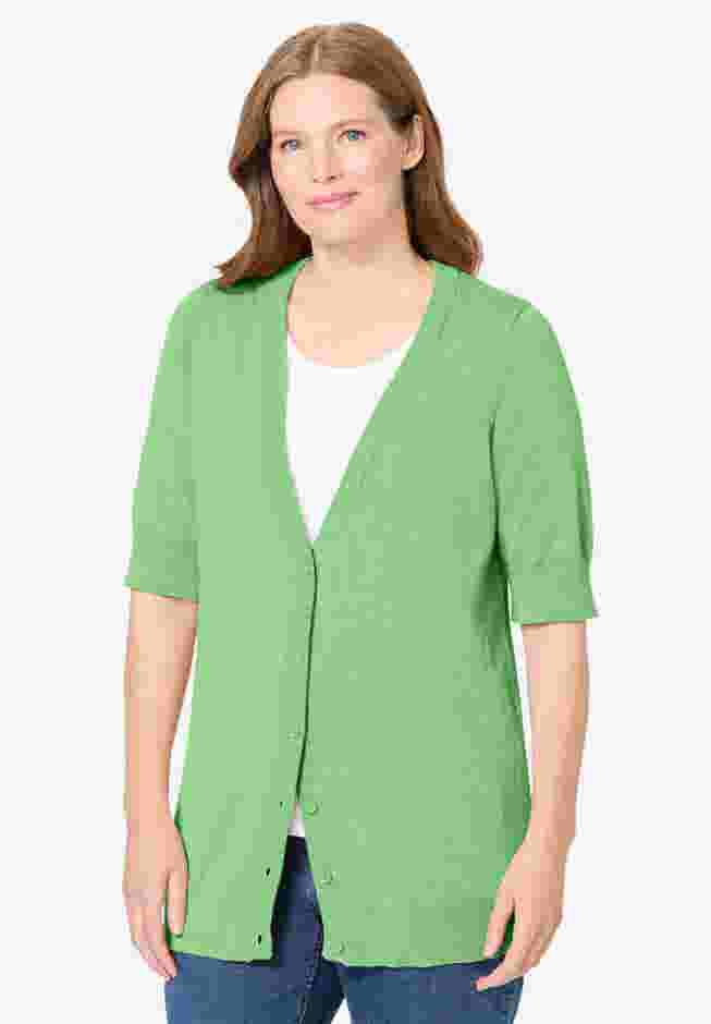 Lightweight Short Sleeve V-Neck Cardigan image number 0