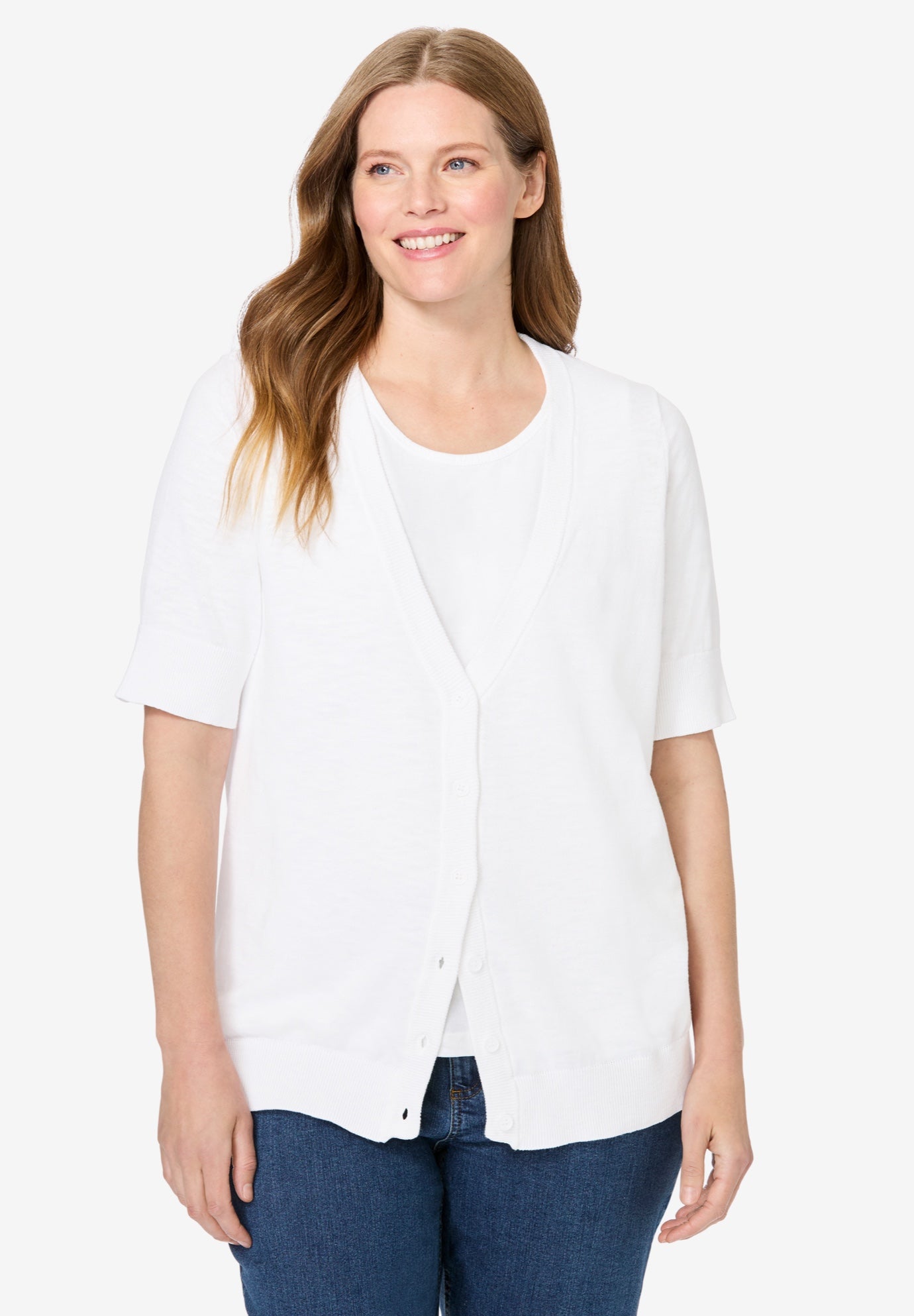 Lightweight Short Sleeve V-Neck Cardigan image number 0