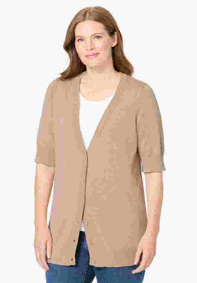 Lightweight Short Sleeve V-Neck Cardigan image number 0