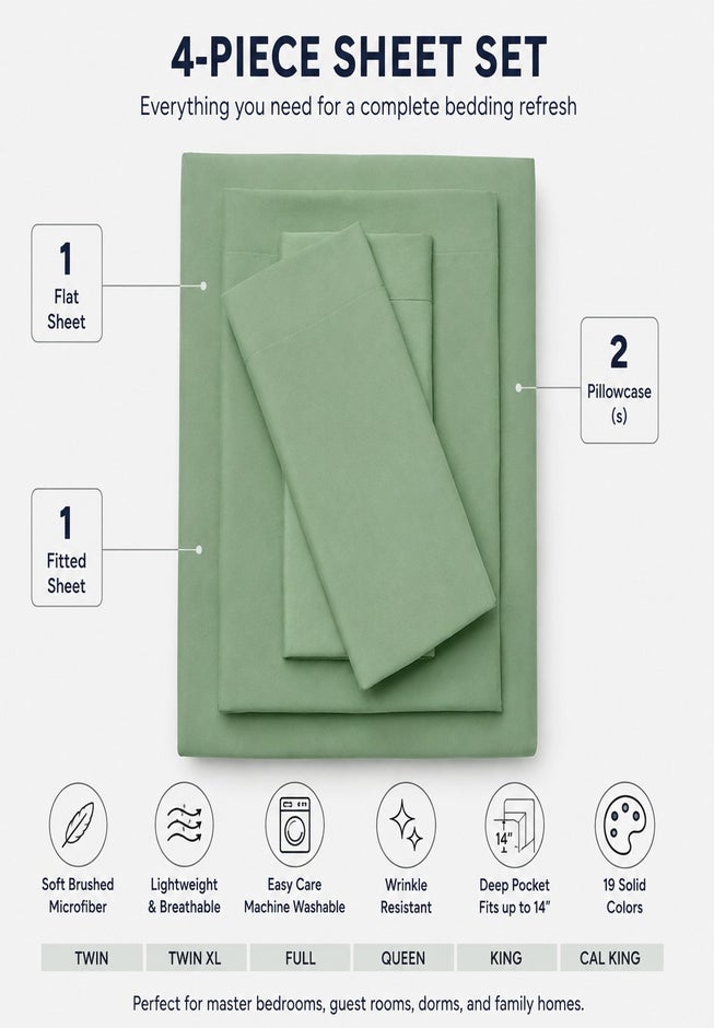BH Studio Solid Microfiber Sheet Set image number 3