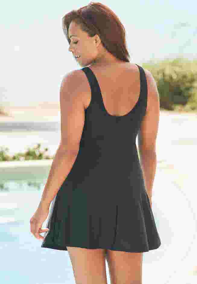 Colorblock Fit-And-Flare Swim Dress image number 1