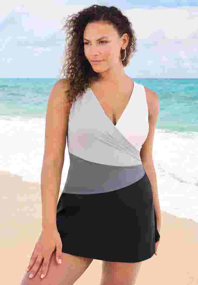 Colorblock Fit-And-Flare Swim Dress image number 0