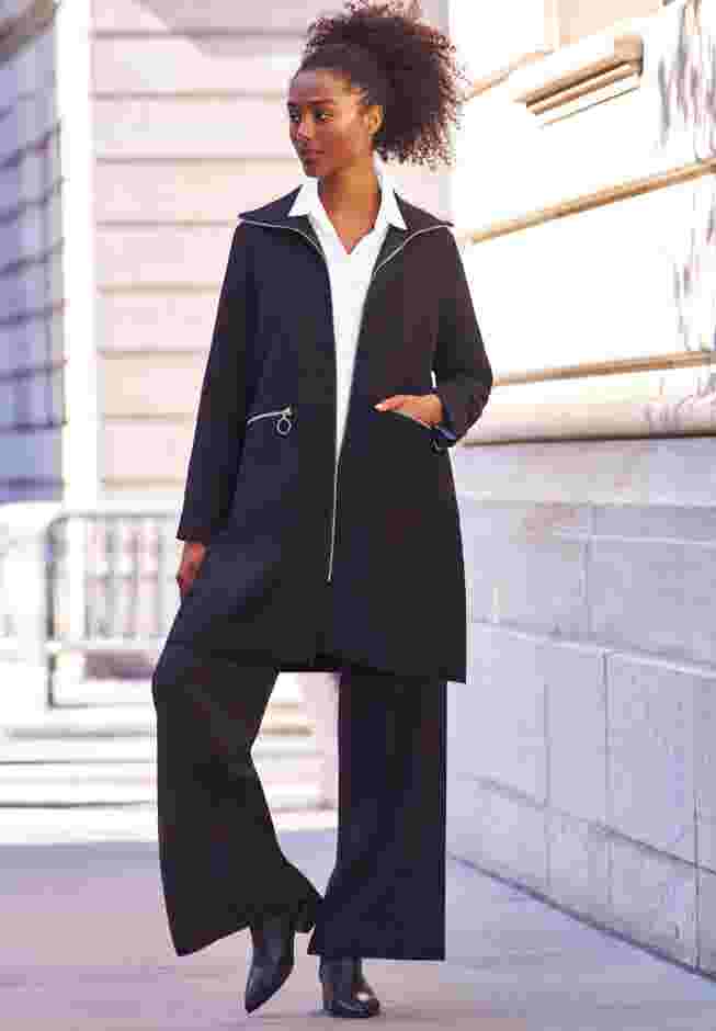 Relaxed Button Front Stretch Tunic Shirt image number 2