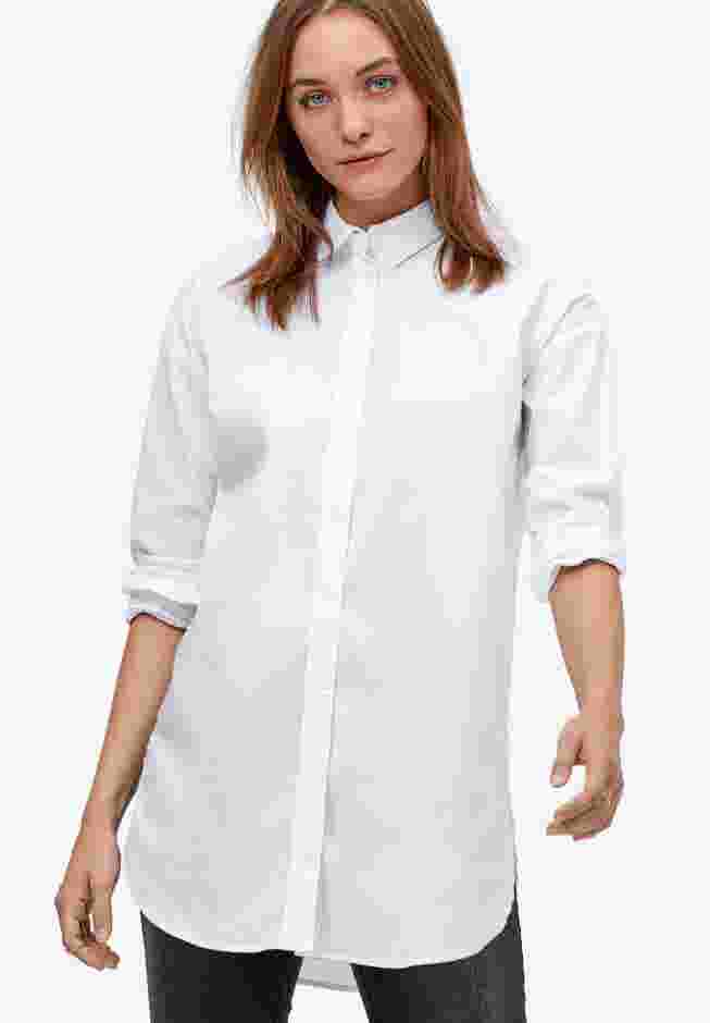 Relaxed Button Front Stretch Tunic Shirt image number 0