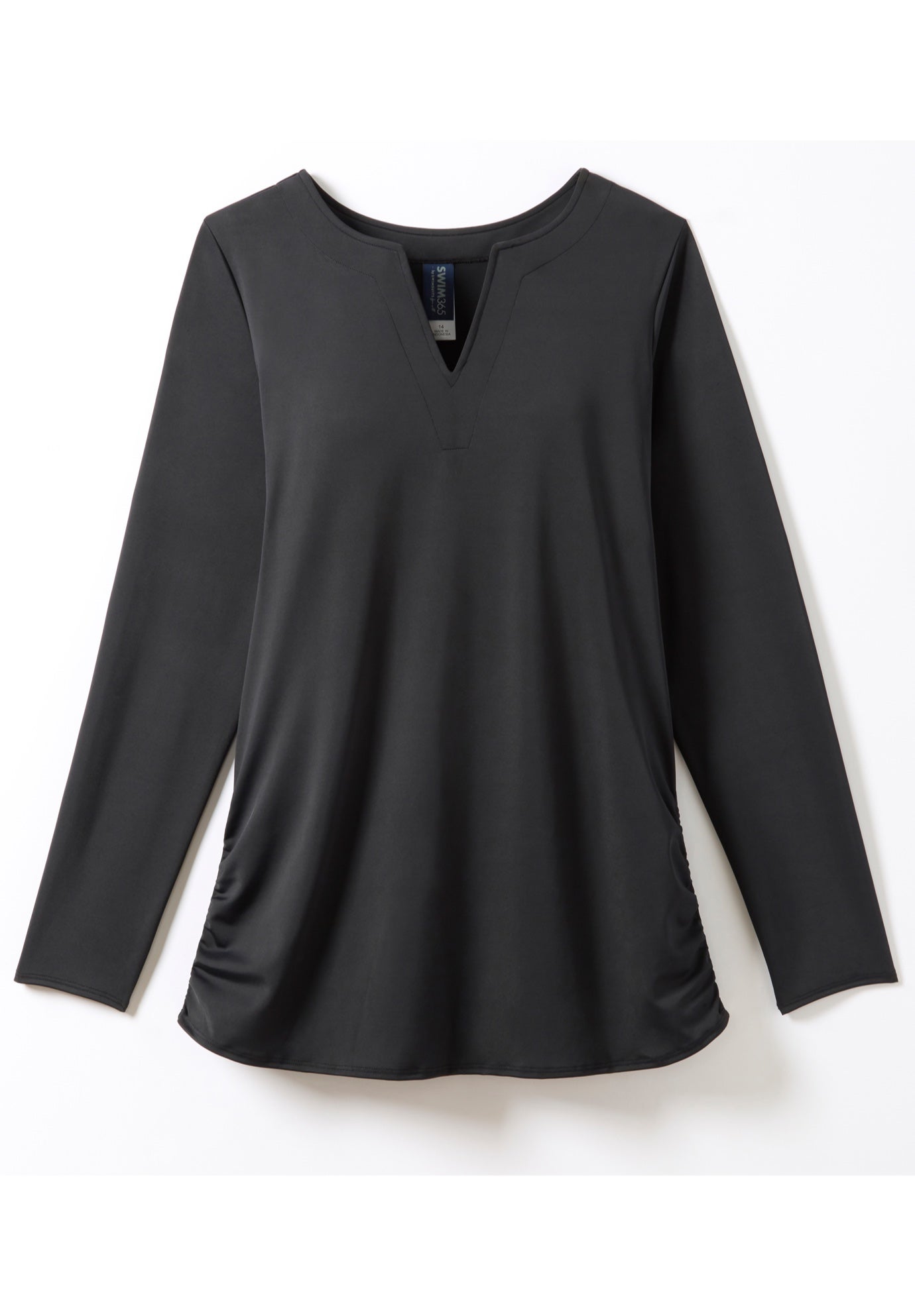 Split-Neck Long Sleeve Swim Tee with Built-In Bra image number 3