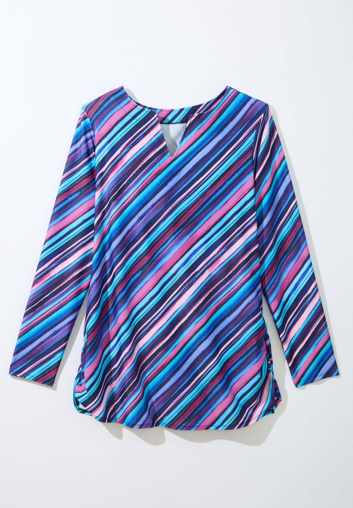 Split-Neck Long Sleeve Swim Tee with Built-In Bra image number 3