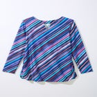 Split-Neck Long Sleeve Swim Tee with Built-In Bra image number null