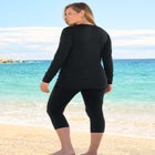 Split-Neck Long Sleeve Swim Tee with Built-In Bra image number null