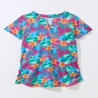 Split-Neck Short Sleeve Swim Tee with Built-In Bra image number null