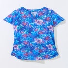 Split-Neck Short Sleeve Swim Tee with Built-In Bra image number null