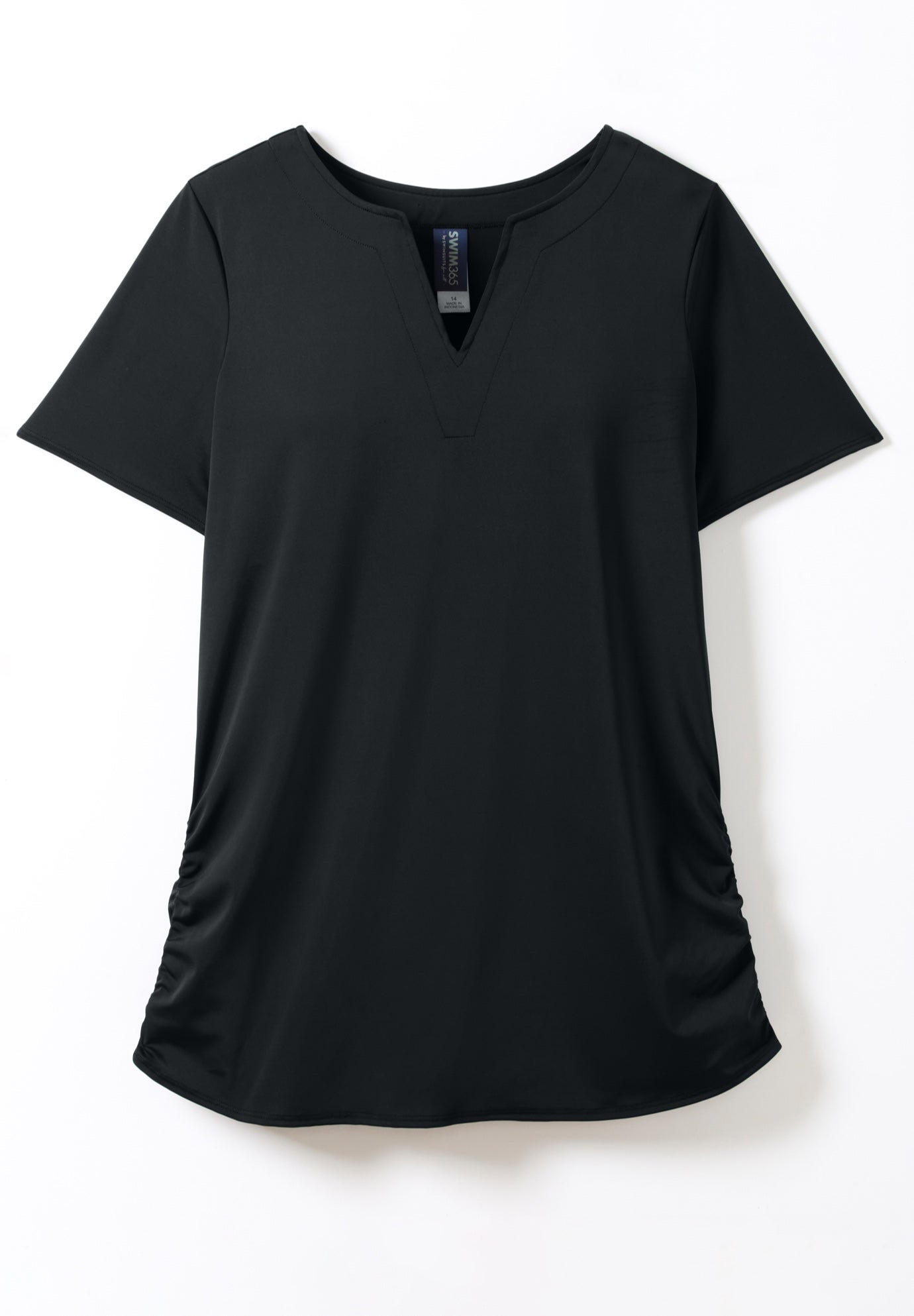 Split-Neck Short Sleeve Swim Tee with Built-In Bra image number 4