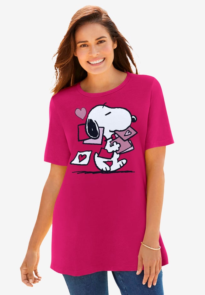 Peanuts Women’s Short Sleeve Valentine’s Day Snoopy image number null