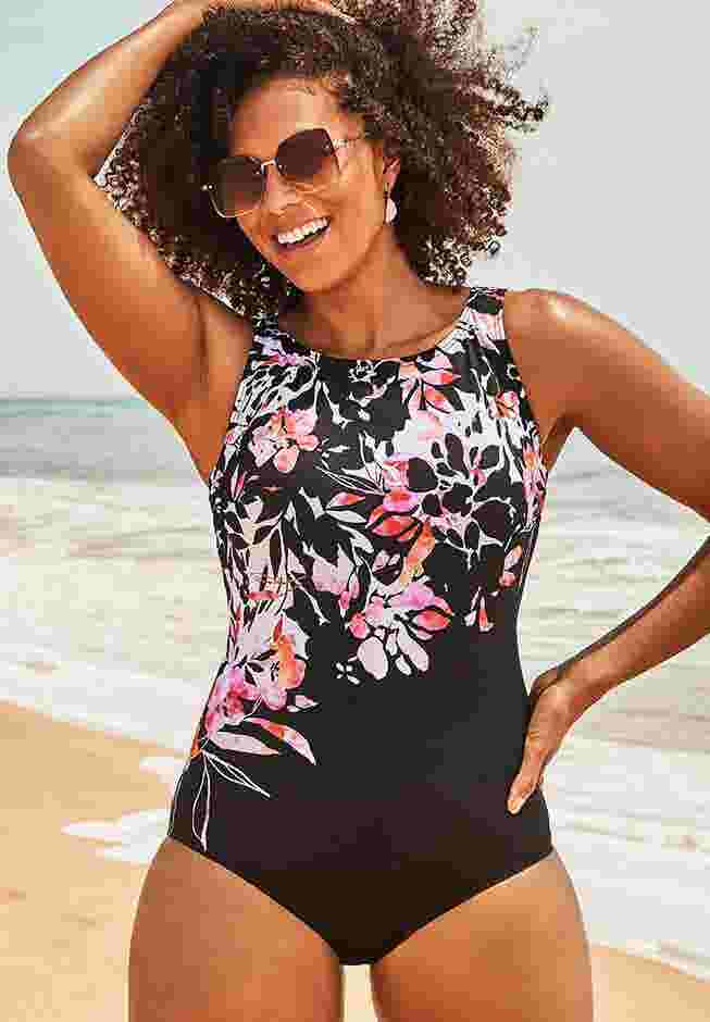 Chlorine Resistant High Neck One Piece Swimsuit image number 3
