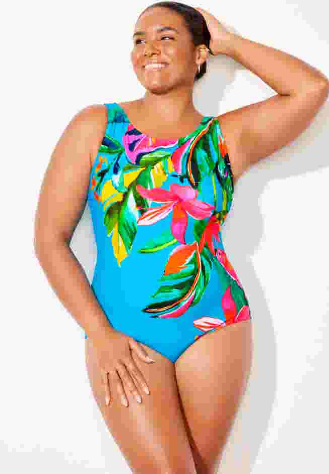 Chlorine Resistant High Neck One Piece Swimsuit image number 0
