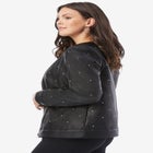 Plus Size Studded Faux Leather Bomber image number null