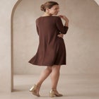 Stretch Knit Three-Quarter Sleeve T-shirt Dress image number null
