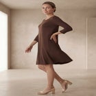 Stretch Knit Three-Quarter Sleeve T-shirt Dress image number null