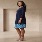 Stretch Knit Three-Quarter Sleeve T-shirt Dress image number 2