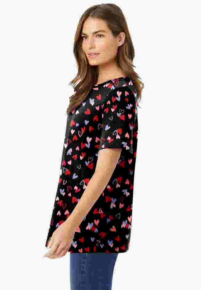 Perfect Printed Short-Sleeve Crewneck Tee image number 1