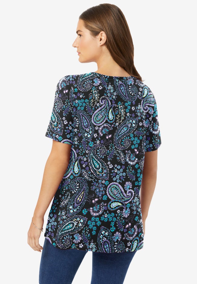 Perfect Printed Short-Sleeve Crewneck Tee image number 1