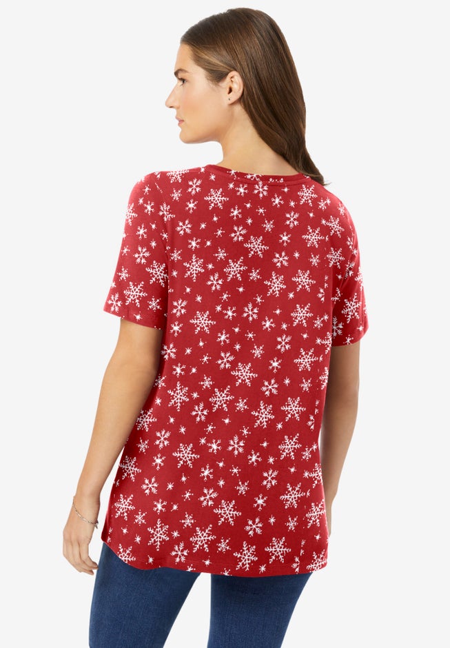 Perfect Printed Short-Sleeve Crewneck Tee image number 1