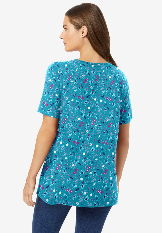 Perfect Printed Short-Sleeve Crewneck Tee image number 1