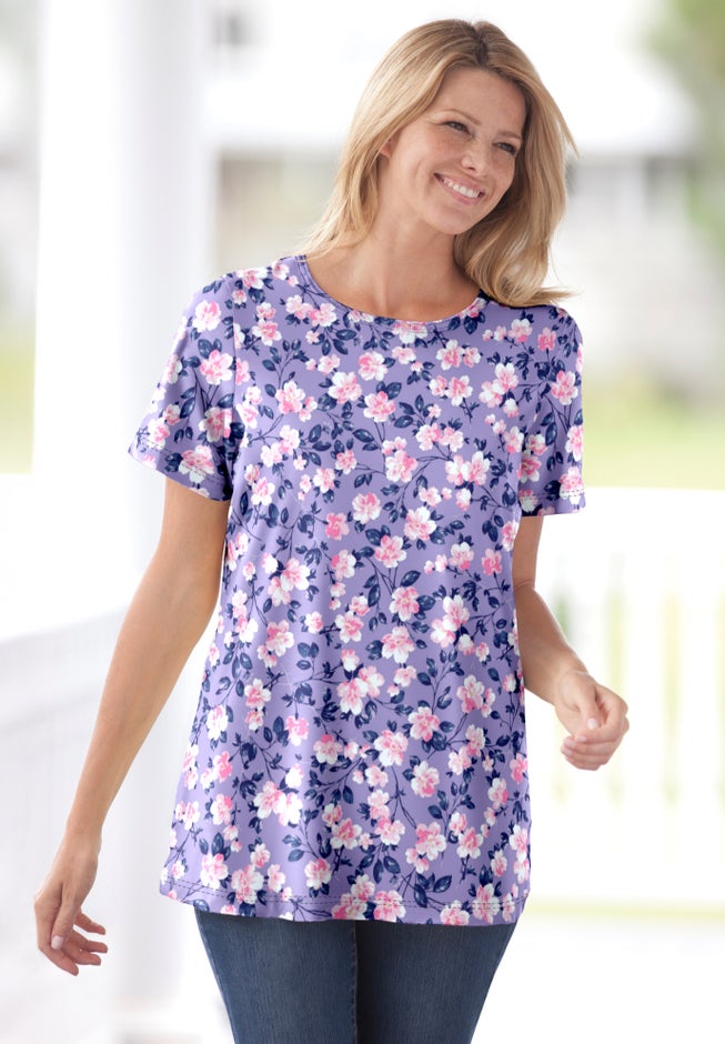 Perfect Printed Short-Sleeve Crewneck Tee image number 0