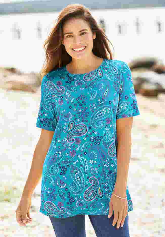 Perfect Printed Short-Sleeve Crewneck Tee image number 0