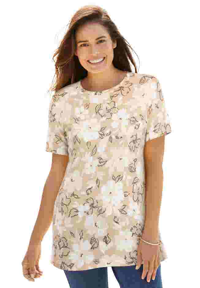 Perfect Printed Short-Sleeve Crewneck Tee image number 0