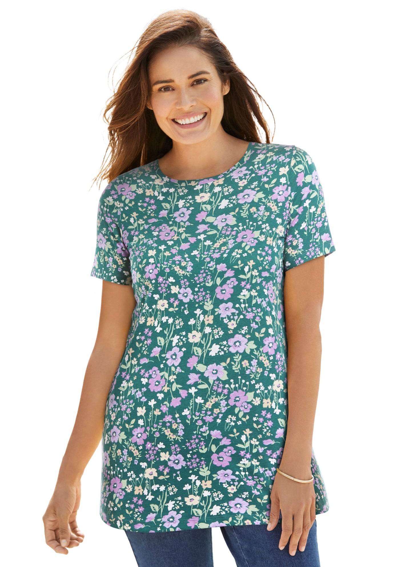 Perfect Printed Short-Sleeve Crewneck Tee image number 0