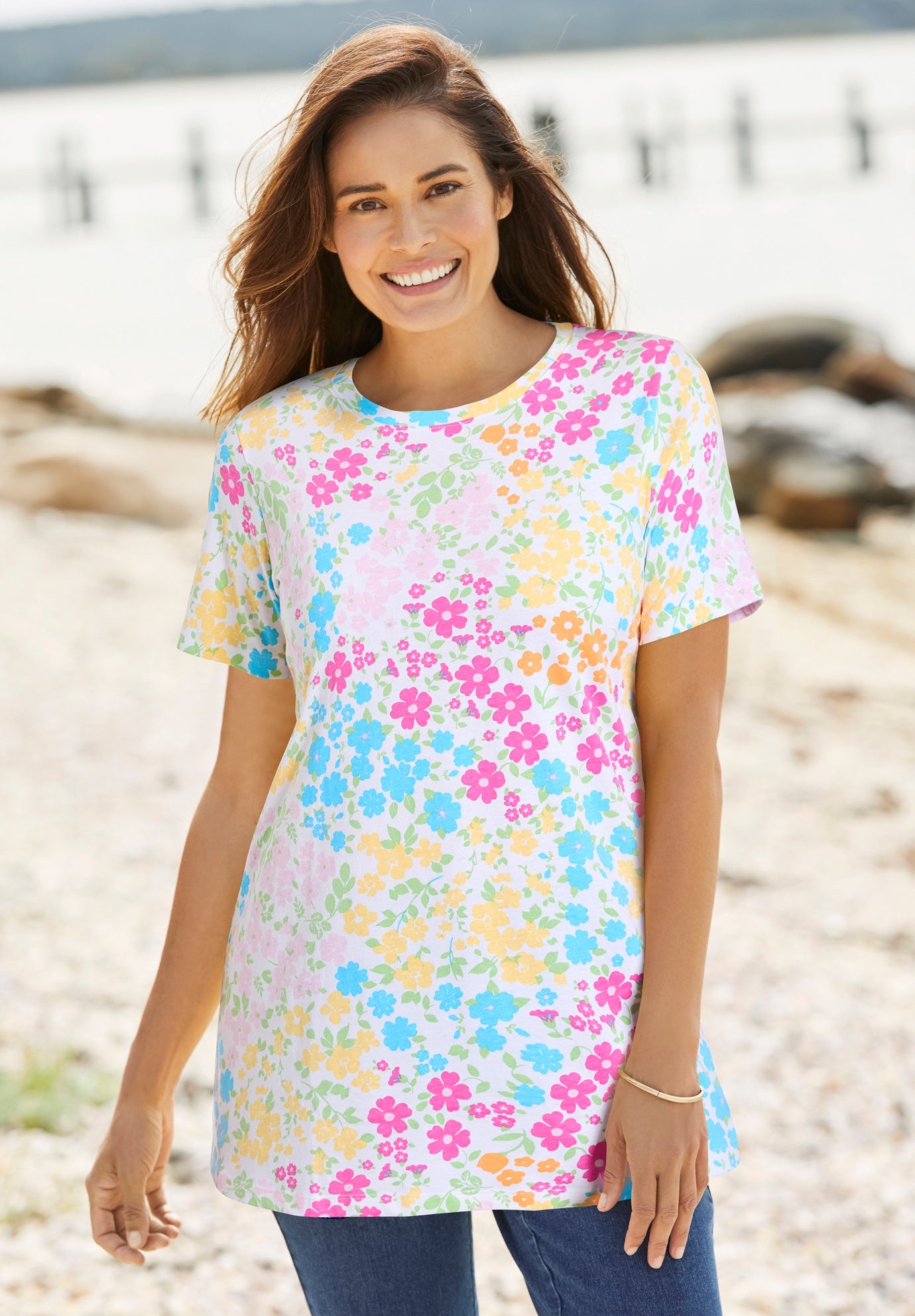 Perfect Printed Short-Sleeve Crewneck Tee image number 0