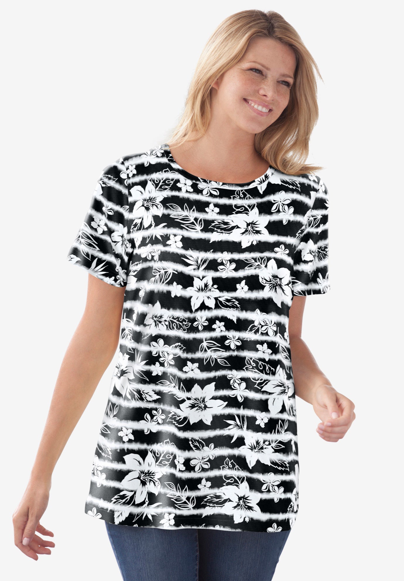 Perfect Printed Short-Sleeve Crewneck Tee image number 0