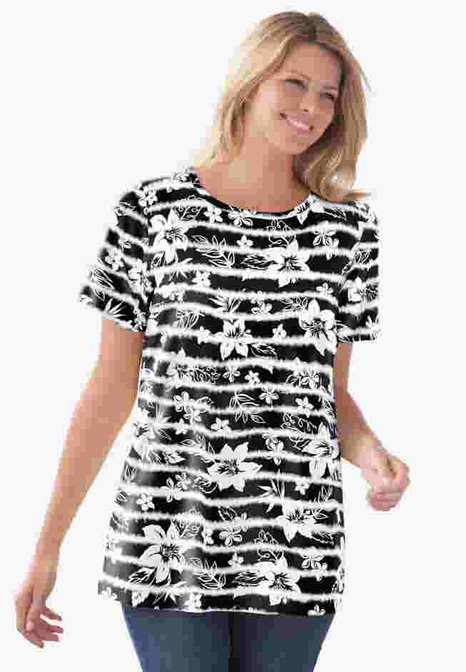 Perfect Printed Short-Sleeve Crewneck Tee image number 0