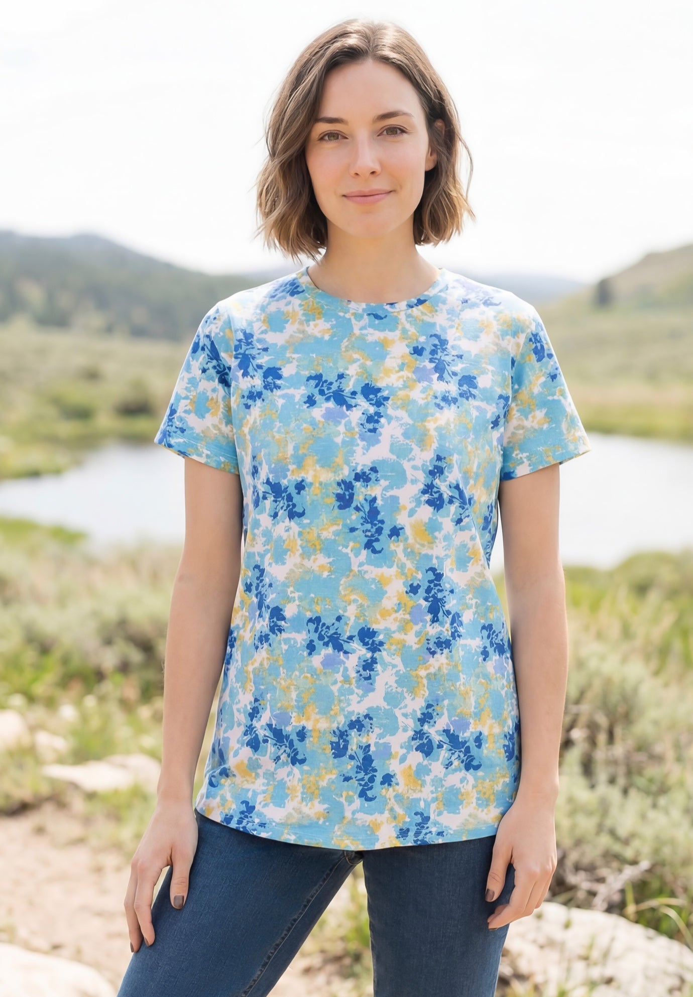 Perfect Printed Short-Sleeve Crewneck Tee image number 0