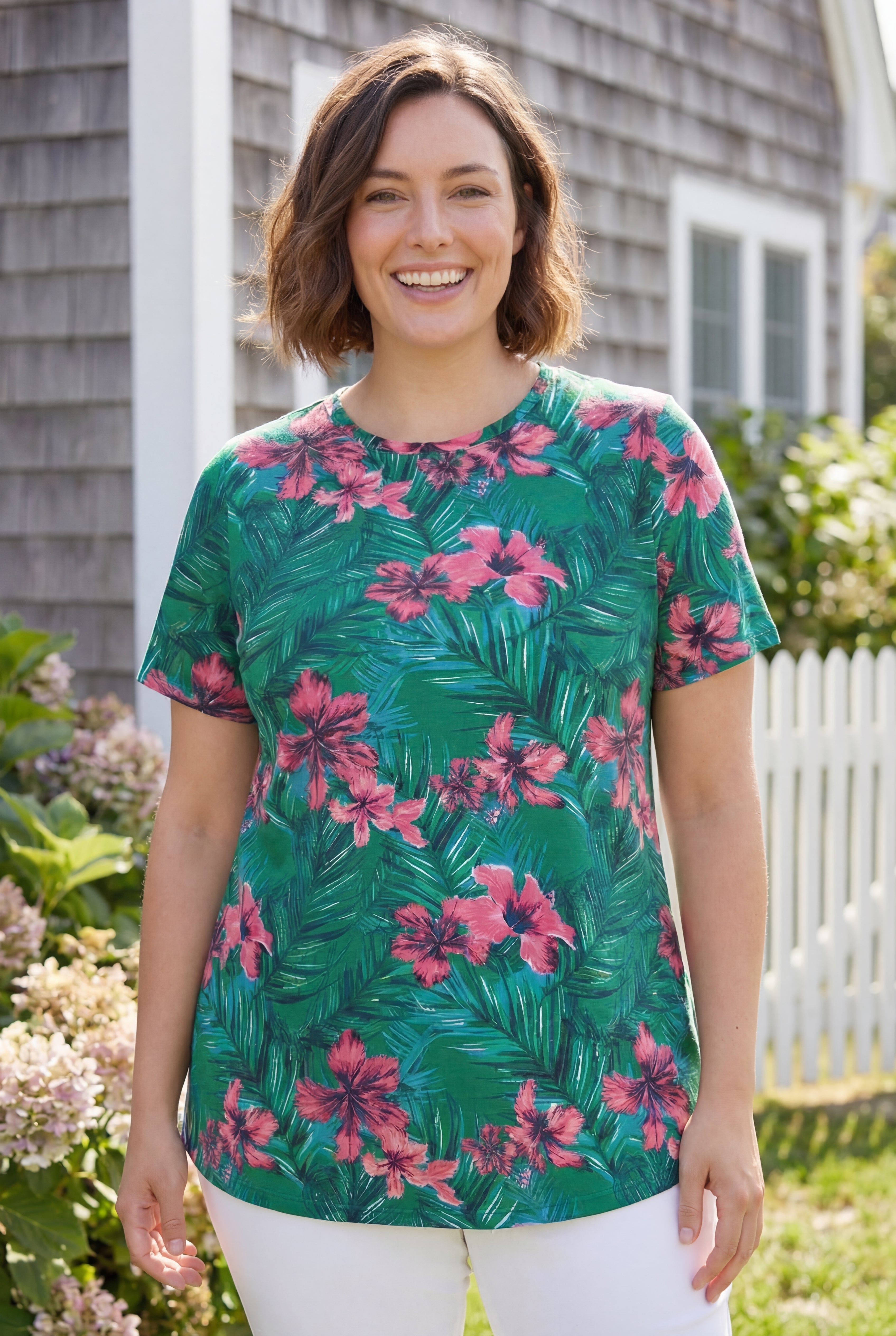 Perfect Printed Short-Sleeve Crewneck Tee image number 0